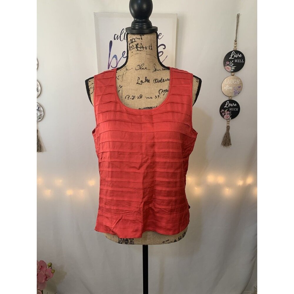 (E-133)Cynthia Steffe Women’s Red Sleeveless Blouse Size 12 Elegant Casual Top - Picture 2 of 7